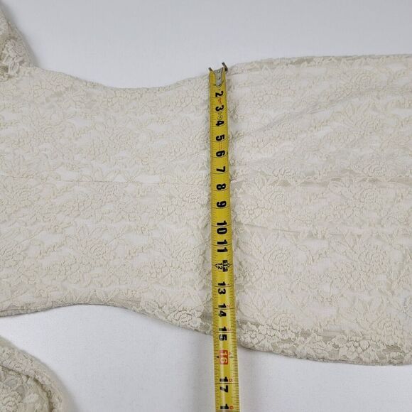 Belle Bagley Mischka Dress Lace Long Sleeve Ivory Formal Zip Up - Picture 13 of 13